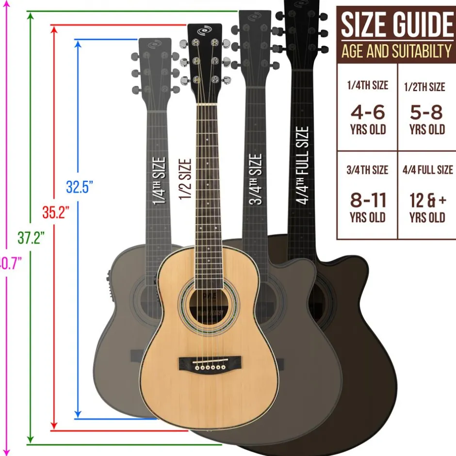 34" Electric Acoustic Guitar, Enhanced Sound, Spruce Plywood, Natural Finish<Pyle Clearance