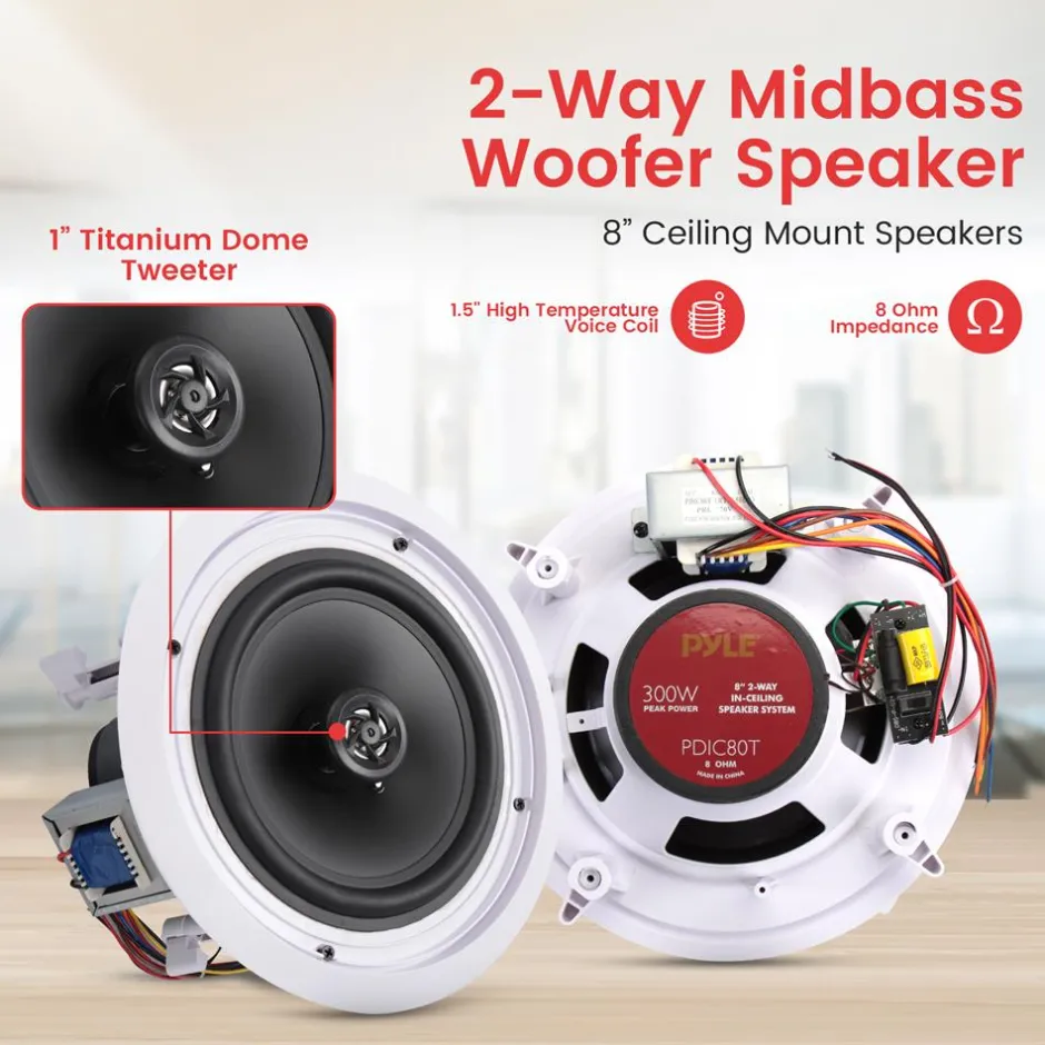 8'' Home In-Wall / Ceiling Speakers<Pyle