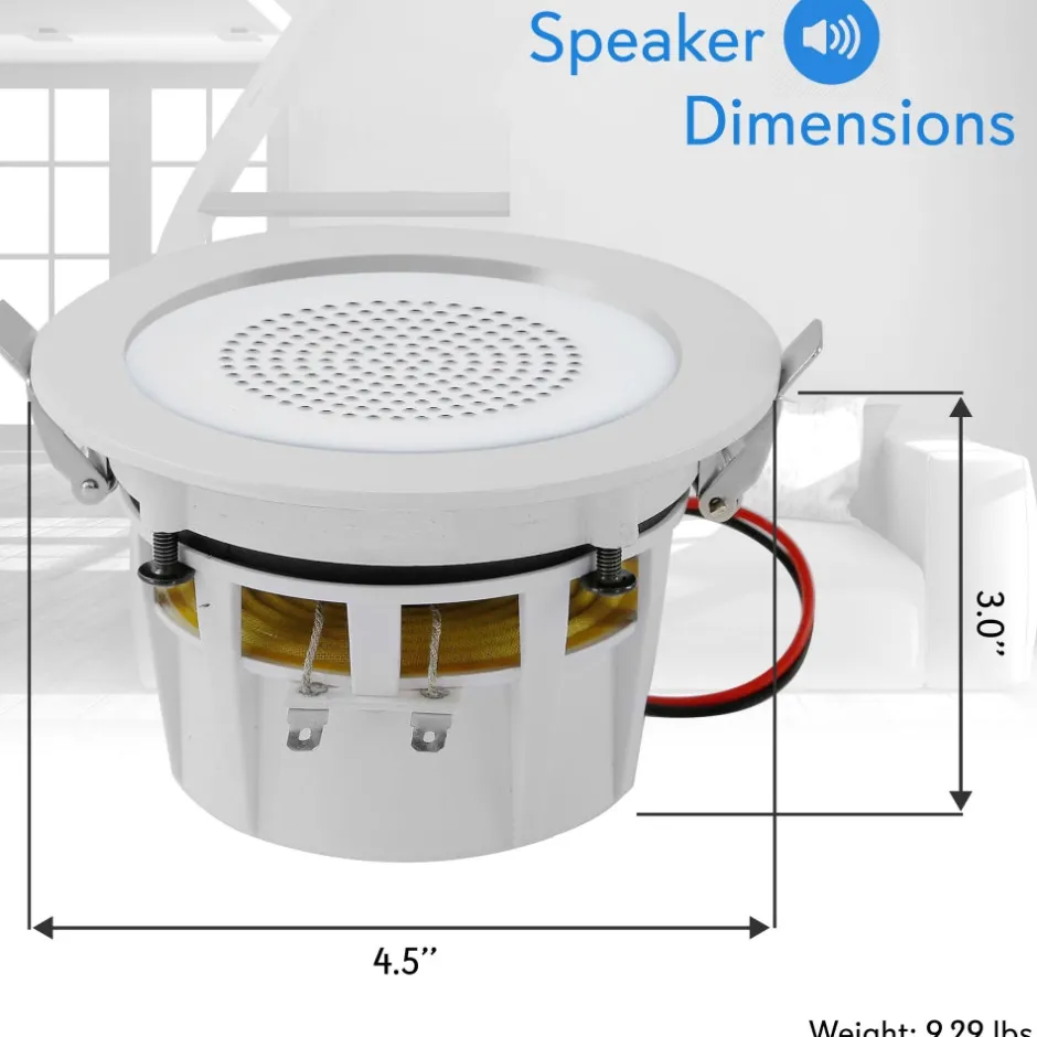 4" In-Ceiling Speakers, 320W, Bluetooth, LED Light, Easy Install (4-Pack)<Pyle Sale