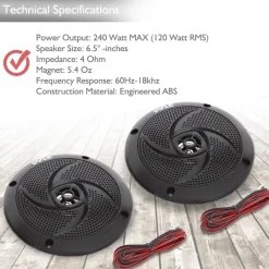 6.5 Inch Low-Profile Marine Speakers<Pyle