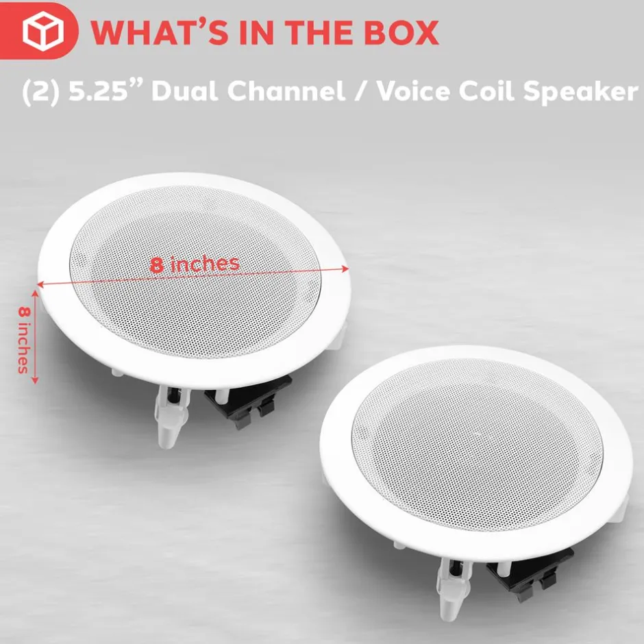 5.25" In-Wall Ceiling Speakers 150W Polyprone Cone White<Pyle Outlet
