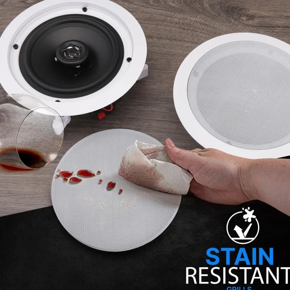 6.5" In-Wall Ceiling Speakers 200W Stereo Sound Polyprone Cone White<Pyle Clearance