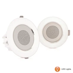 4" In-Wall/Ceiling Speakers, LED Lights, Aluminum Frame, 160W, White<Pyle Sale
