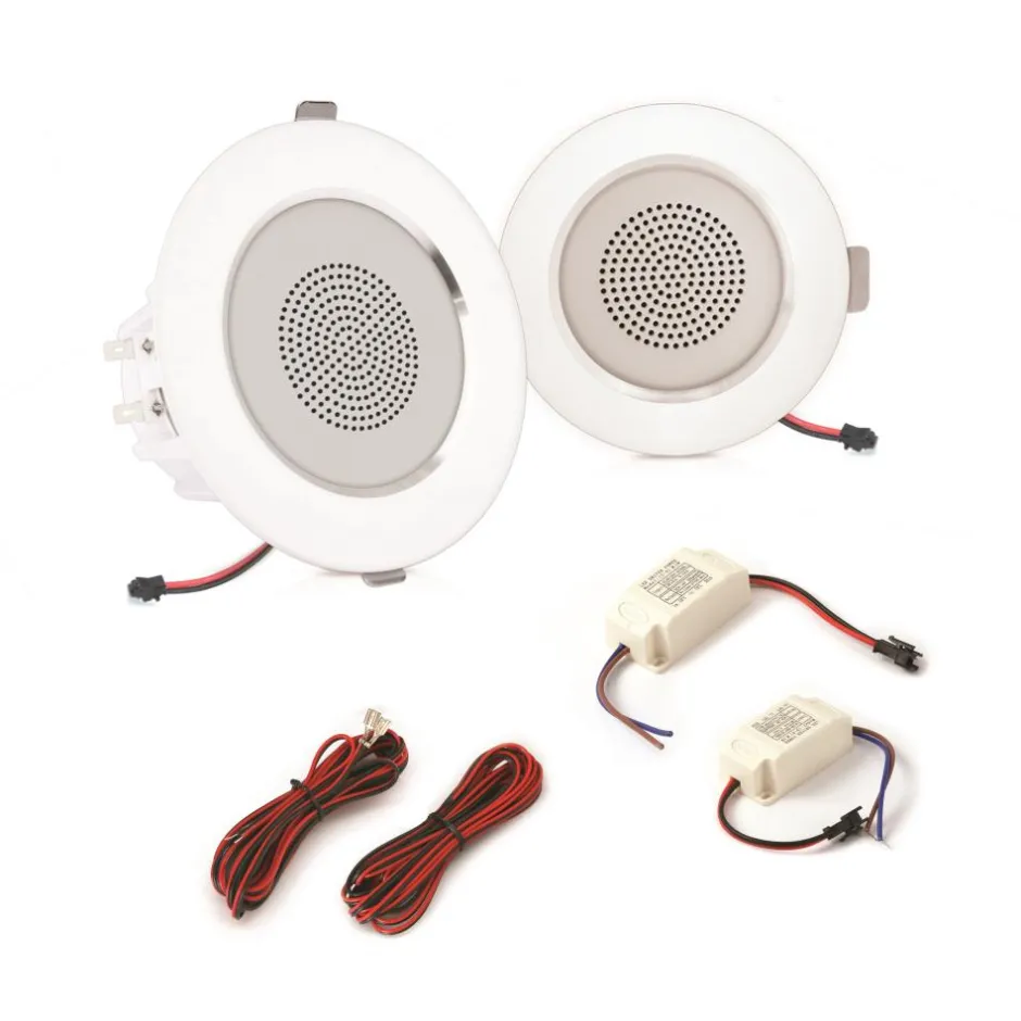 4" In-Wall/Ceiling Speakers, LED Lights, Aluminum Frame, 160W, White<Pyle Sale