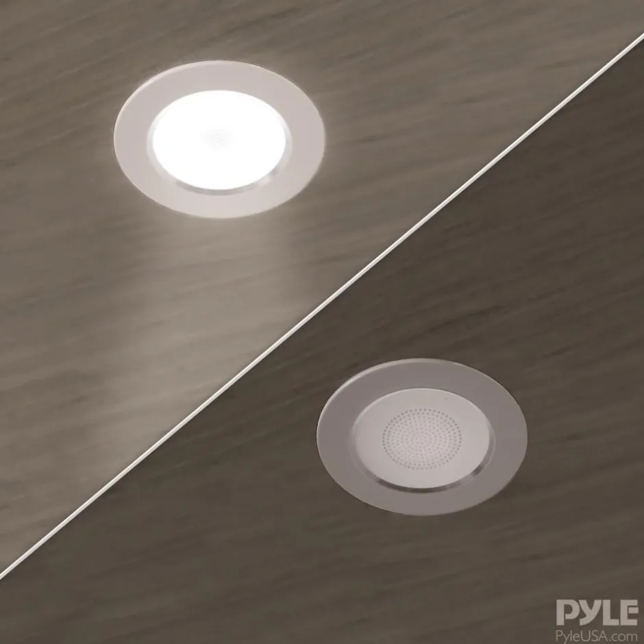 4" In-Wall/Ceiling Speakers, LED Lights, Aluminum Frame, 160W, White<Pyle Sale