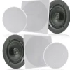 5.25" In-Wall/Ceiling Speakers, 150W Stereo, Polymer Tweeter, White Grills<Pyle Best