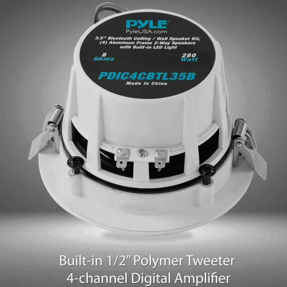 3.5'' Led Bluetooth Ceiling Speakers Kit<Pyle