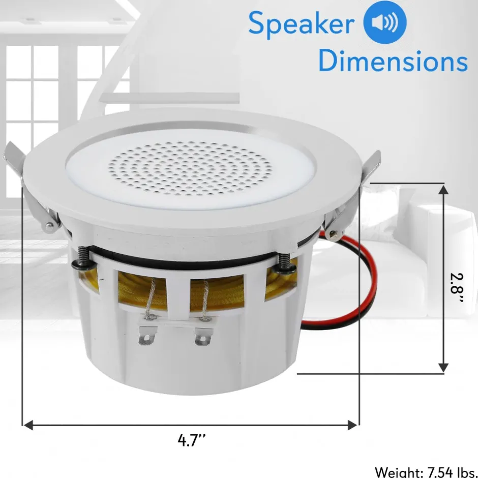 3.5'' Led Bluetooth Ceiling Speakers Kit<Pyle