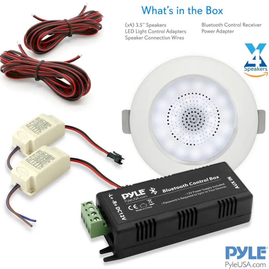 3.5'' Led Bluetooth Ceiling Speakers Kit<Pyle
