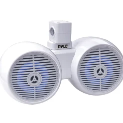 6.5" Marine Speakers Bluetooth LED Lights Waterproof White 200W<Pyle New
