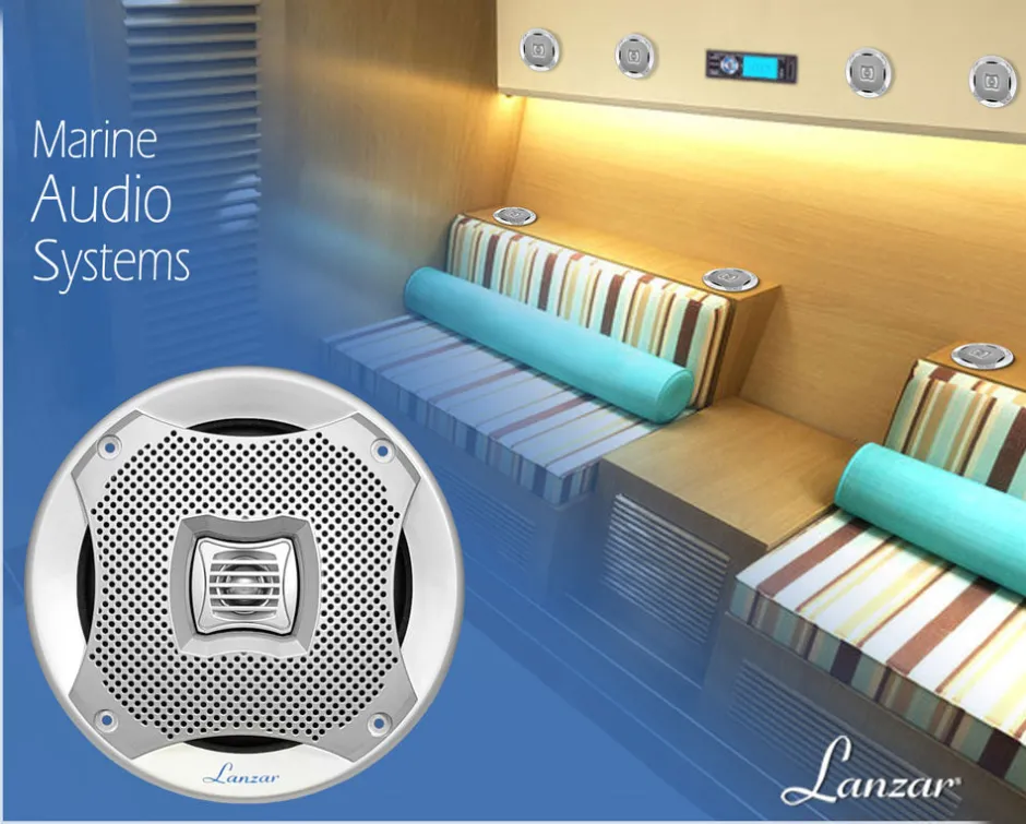 6.5" Marine Speakers 400W Water Resistant Stereo System Silver<Lanzar Best