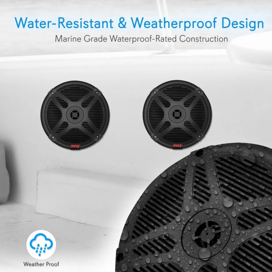 6.5" Marine Speakers 600W Waterproof Coaxial RF Streaming White<Pyle Hot