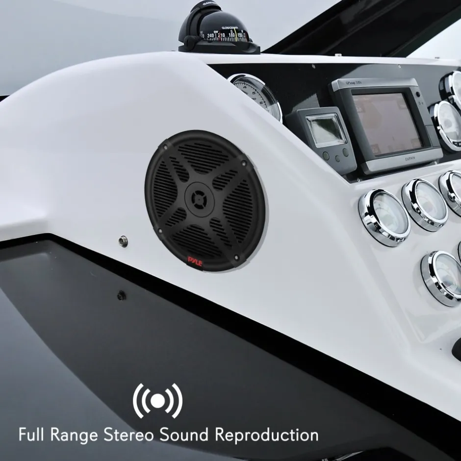 6.5" Marine Speakers 600W Waterproof Coaxial RF Streaming White<Pyle Hot