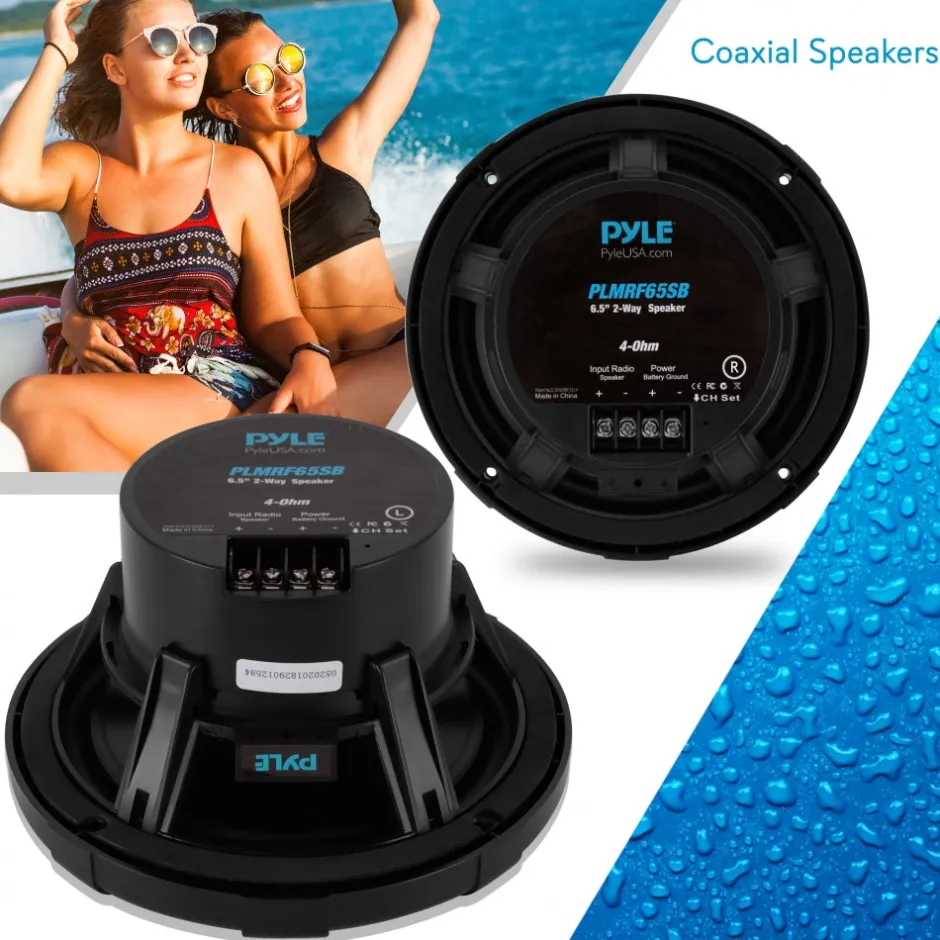 6.5" Marine Speakers 600W Waterproof Coaxial RF Streaming White<Pyle Hot