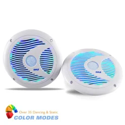 6.5" Marine Speakers Waterproof 150W LED Lights White<Pyle Hot