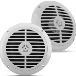 6.5" Marine Speakers Waterproof, 2 Way 120W Polyprone Cone White<Pyle New