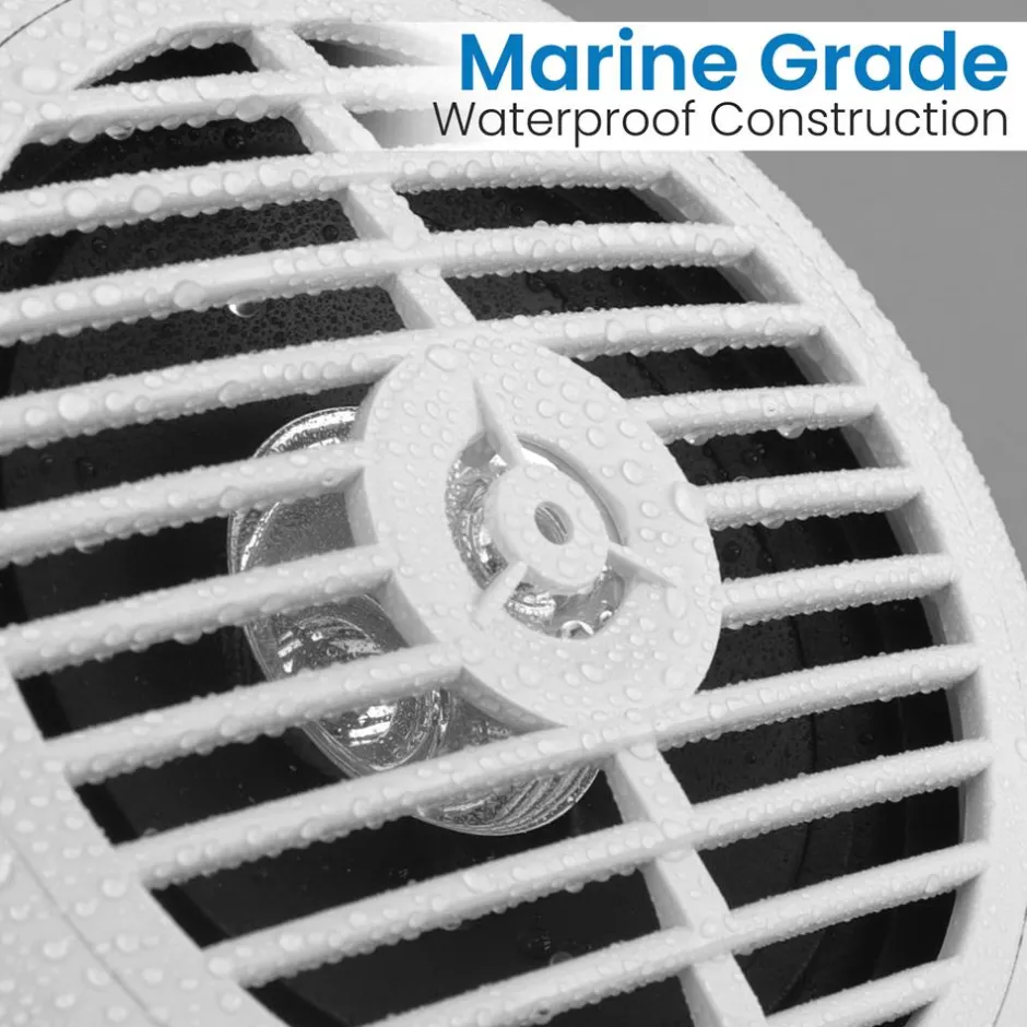 6.5" Marine Speakers Waterproof, 2 Way 120W Polyprone Cone White<Pyle New