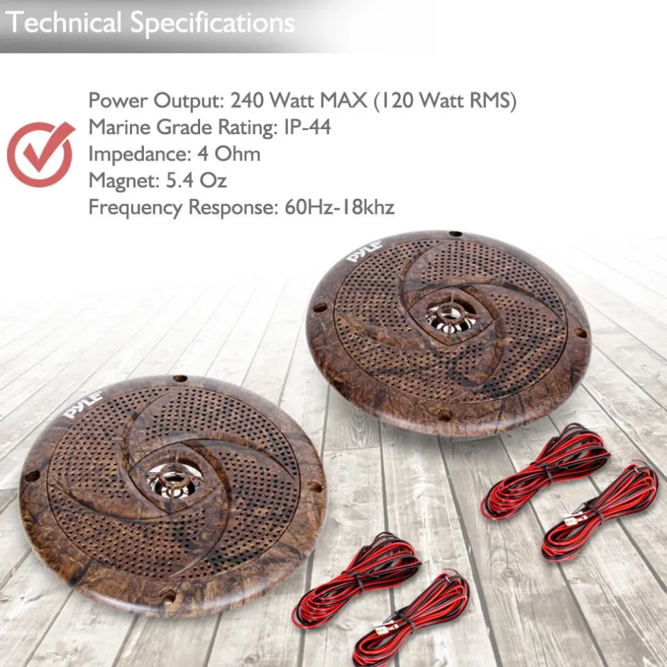 6.5" Marine Speakers Waterproof 240W LED Lights Camo Style<Pyle Sale