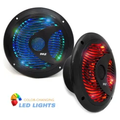 6.5" Marine Speakers Waterproof 150W LED Lights Polyprone Cone<Pyle Clearance
