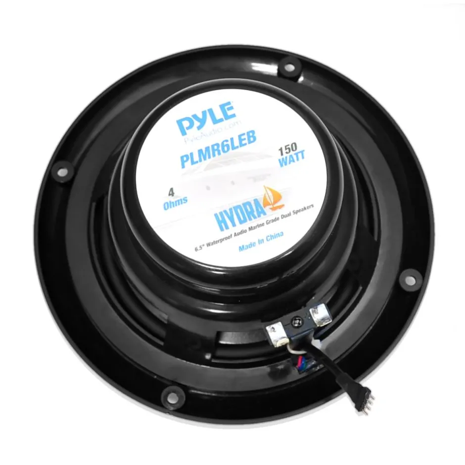 6.5" Marine Speakers Waterproof 150W LED Lights Polyprone Cone<Pyle Clearance