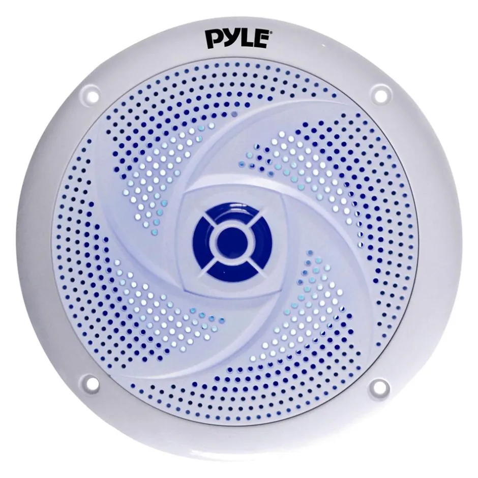 8" Marine Speakers, Waterproof, 160W, Blue LED, White<Pyle Sale