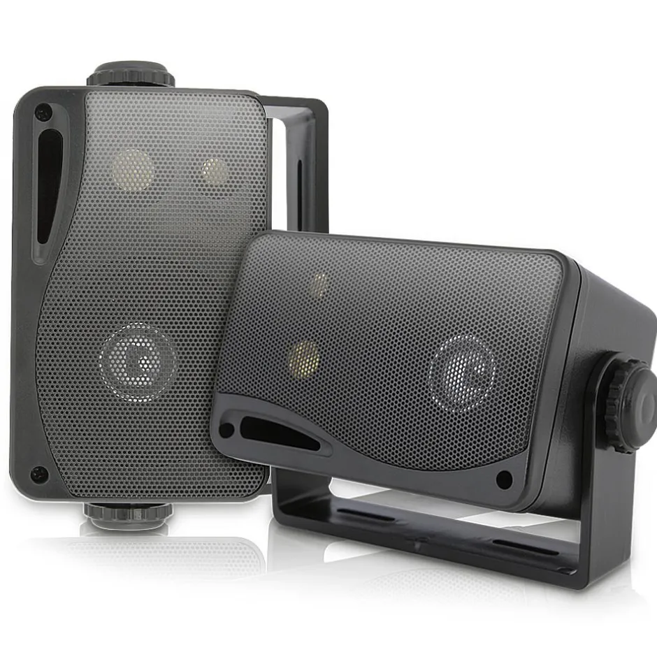 3.5" Marine Speakers, Waterproof, Aluminum Woofer, 200W, Black<Pyle Clearance