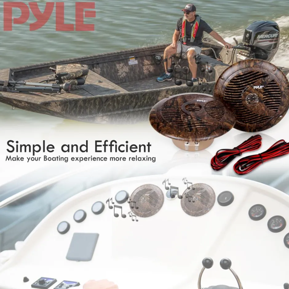 6.5" Marine Speakers, Waterproof, 150W, Camo Style, Dual Stereo Sound<Pyle New