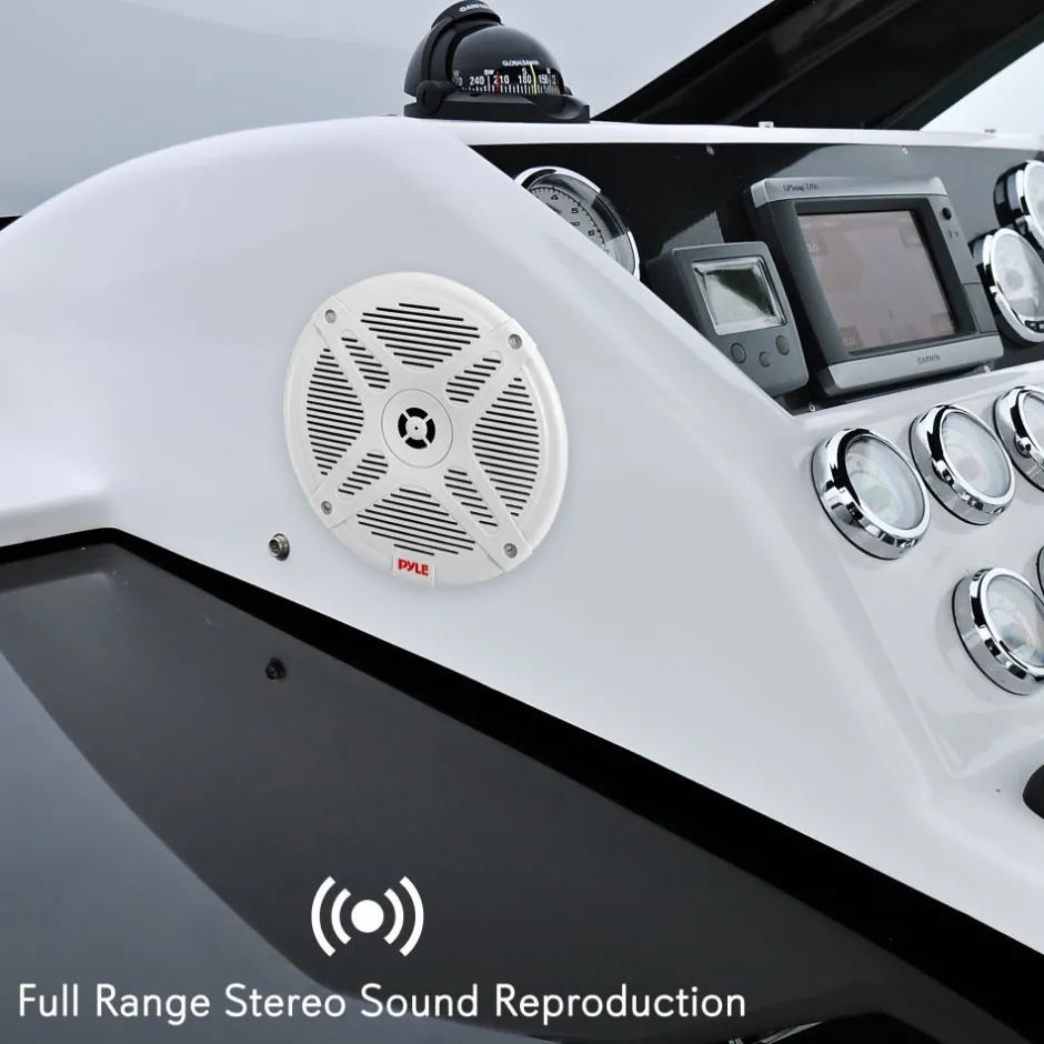 6.5" Marine Speakers Waterproof Bluetooth 600W White<Pyle Sale