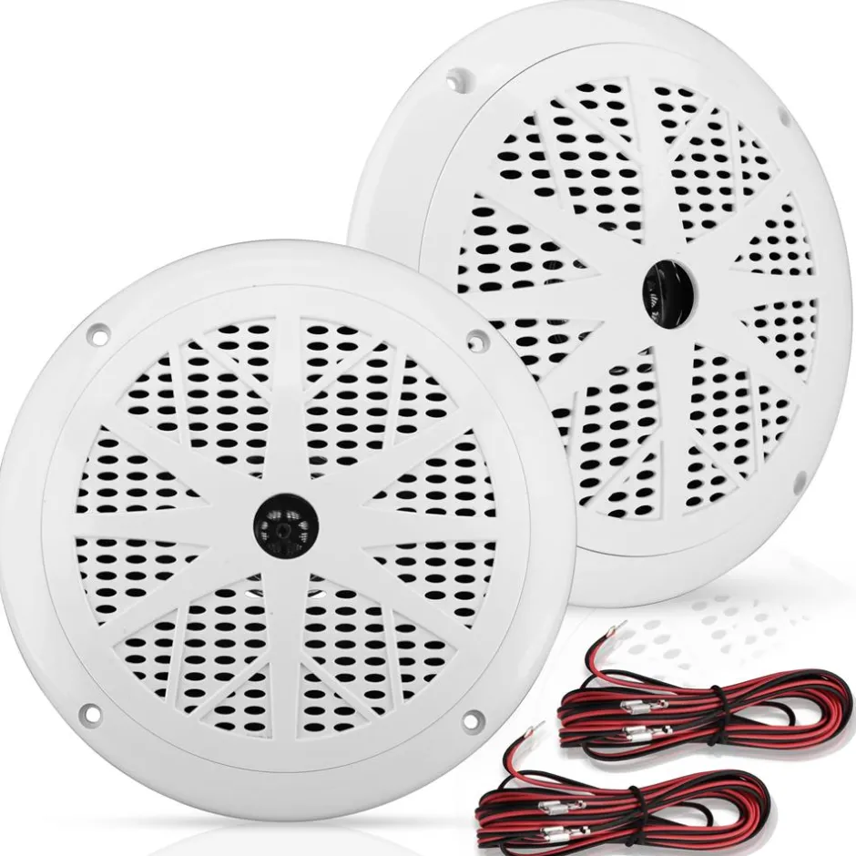 6.5" Marine Speakers Waterproof 120W Polyprone Cone White<Pyle Clearance