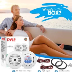 6.5" Marine Speakers Waterproof 120W Polyprone Cone White<Pyle Clearance
