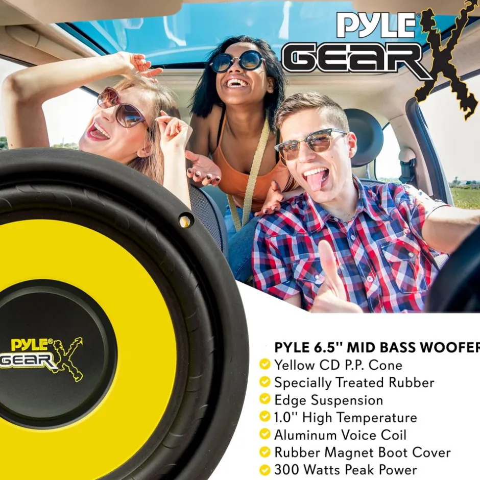 6.5" Mid Bass Woofer 300W Peak Power 4 Ohm Yellow Cone<Pyle Best