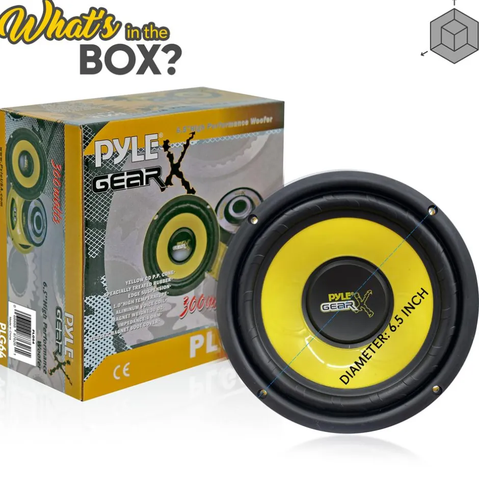 6.5" Mid Bass Woofer 300W Peak Power 4 Ohm Yellow Cone<Pyle Best