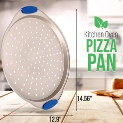 13" Non-Stick Pizza Tray - Easy Clean Carbon Steel, Gold<NutriChef Best