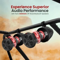 4" Off-Road Bluetooth Speakers 800W Waterproof Marine Grade, Black<Pyle Best