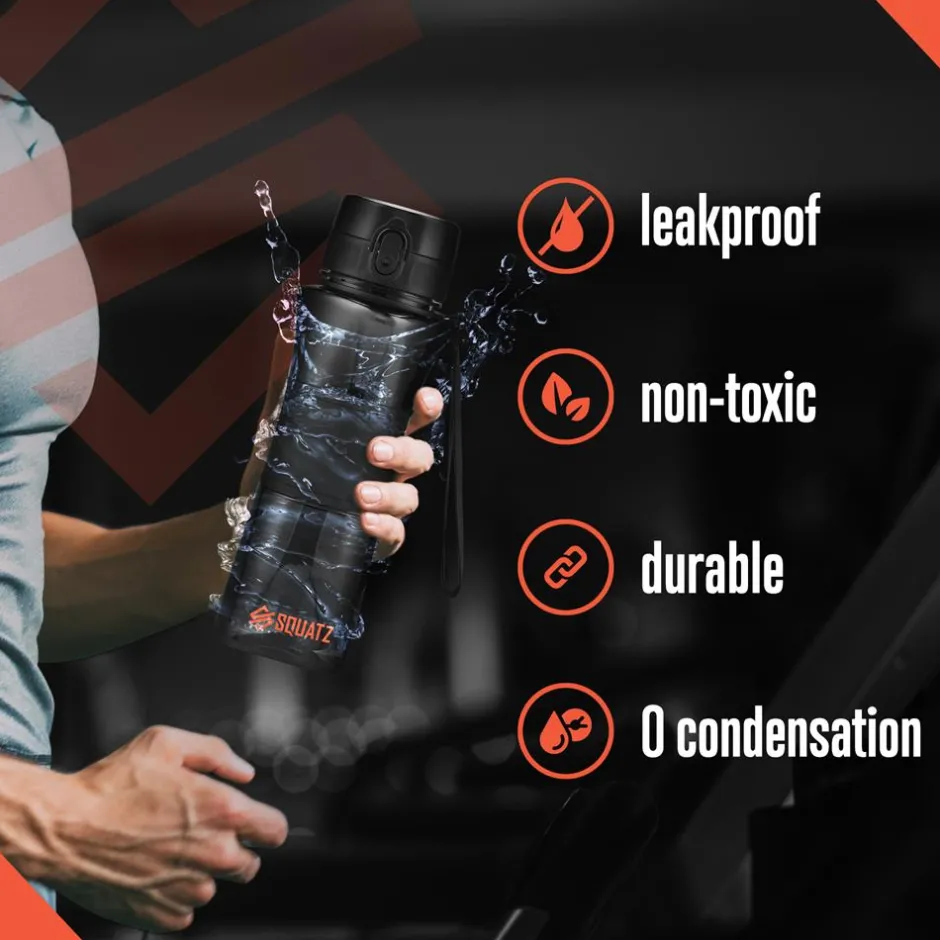 24 Oz Water Bottle Leakproof Tritan with Shaker Ball & Infuser Strainer<SQUATZ New