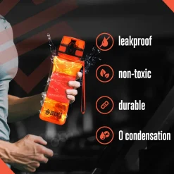 24 Oz Water Bottle Leakproof Tritan Wide Mouth Fruit Infuser Orange<SQUATZ Best