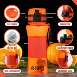 24 Oz Water Bottle Leakproof Tritan Wide Mouth Fruit Infuser Orange<SQUATZ Best