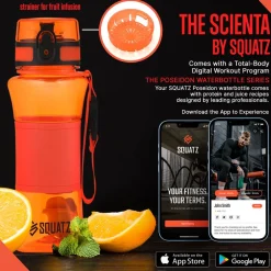 24 Oz Water Bottle Leakproof Tritan Wide Mouth Fruit Infuser Orange<SQUATZ Best