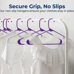20 Pack Non-Slip Plastic Hangers, Space-Saving, 360° Swivel Hook, Purple<SereneLife Clearance