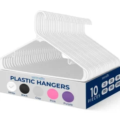 10 Pack Non-Slip Plastic Hangers, Space-Saving, 360¬∞ Swivel Hook, White<SereneLife Clearance