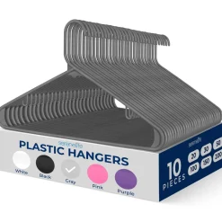 10 Pack Plastic Hangers, Space-Saving, Non-Slip, 360¬∞ Swivel Hook, Gray<SereneLife Sale