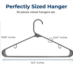 20 Pack Plastic Hangers, Space-Saving, Non-Slip, 360¬∞ Swivel Hook, Gray<SereneLife Hot