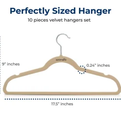10 Pack Velvet Hangers - Non-Slip, Space-Saving, 360¬∞ Swivel, Ivory<SereneLife Discount