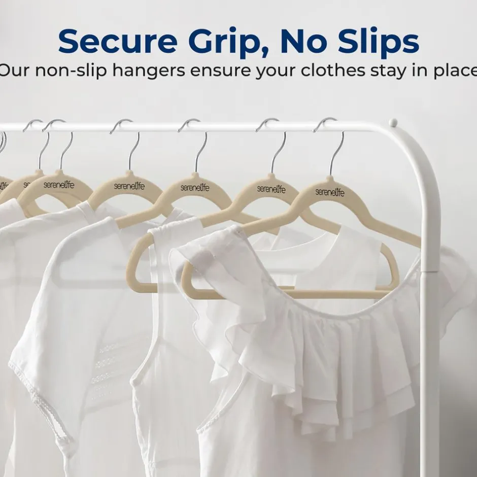 20 Pack Velvet Hangers - Non-Slip, Space-Saving, 360° Swivel, Ivory<SereneLife Best