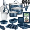 20 Pc Kitchen Set - Even Cooking Non-Stick Coating, Navy Blue<NutriChef Clearance