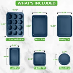 20 Pc Kitchen Set - Even Cooking Non-Stick Coating, Navy Blue<NutriChef Clearance