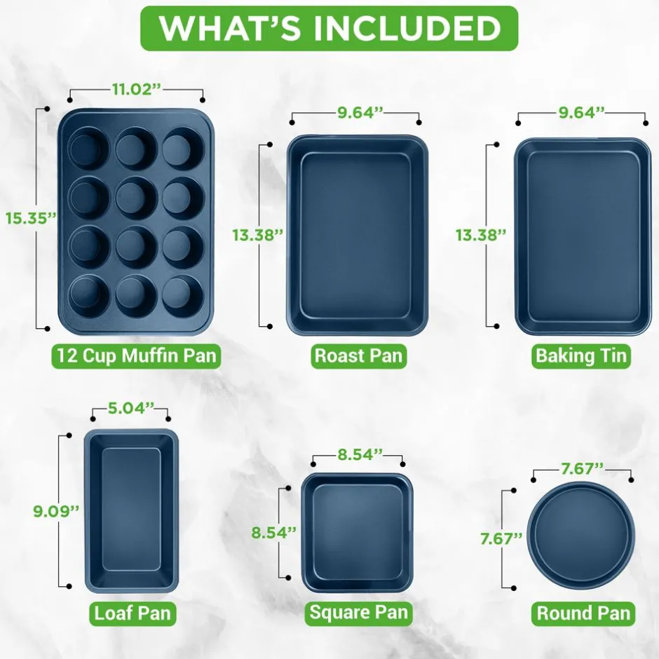 20 Pc Kitchen Set - Even Cooking Non-Stick Coating, Navy Blue<NutriChef Clearance