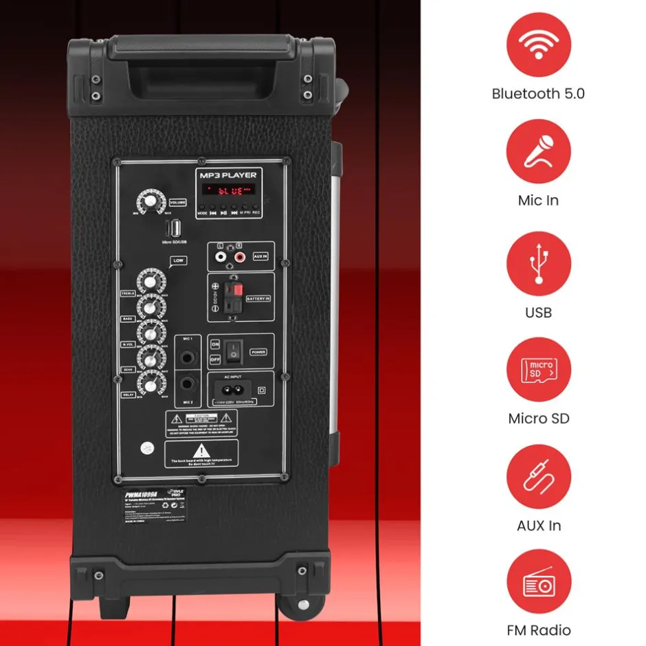10" Portable Bluetooth Speaker System 600W Rechargeable Battery<Pyle Discount