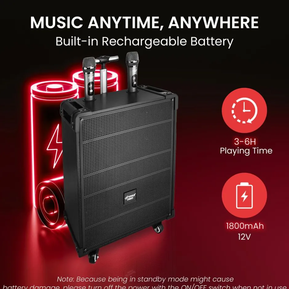 10" Portable Bluetooth Speaker System 600W Rechargeable Battery<Pyle Discount