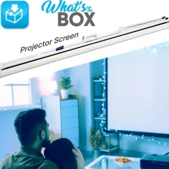 72" Portable Projector Screen, Easy Setup, White Matte Fabric, Tripod Stand<Pyle Sale